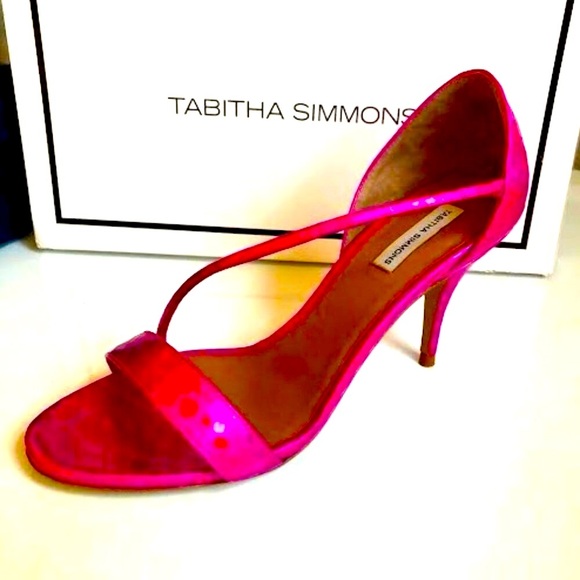 NWT TABITHA SIMMONS Nile Python Strappy Sandal Hot Pink 7 MSRP $695 - Picture 2 of 4